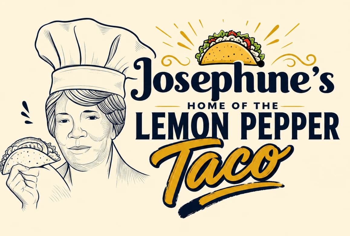Josephine's Home of the Lemon Pepper Taco logo with illustrated chef